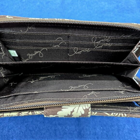 Vera Bradley Wallet Imperial Toile Brown Pink Floral Turnlock Zip Around Retired - Picture 4 of 10